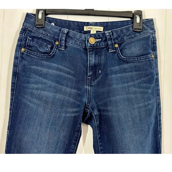 Cabi Skinny Jeans Mid Rise Dark Wash Stretch Denim Jeans Sz 4 style# 514 - Picture 2 of 8